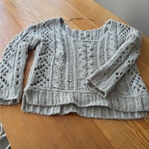 Free People Tan/Taupe Cable Knit Sweater